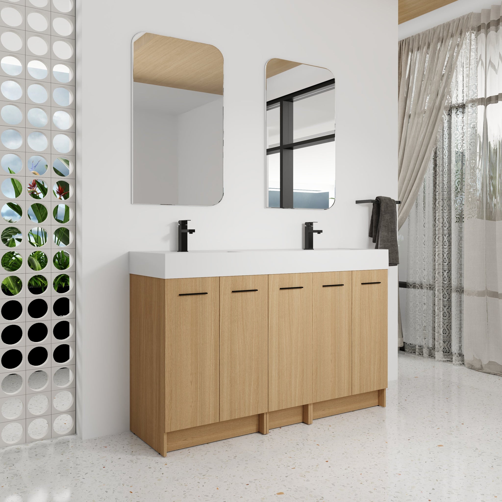 60" Double Sink Bathroom Vanity with Extra-Large Storage by HouseOfZazla