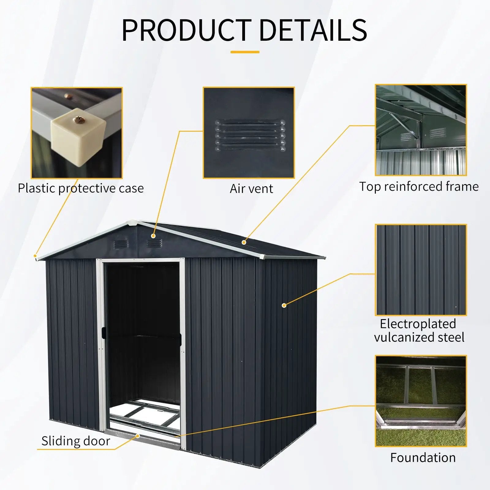 Outdoor Metal Storage Shed With Sliding Door And Foundation For Backyard, Patio, Lawn by HouseOfZazla