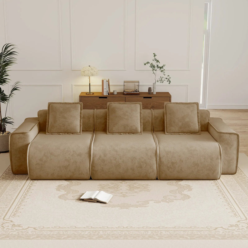 Deep Seat Modular 3 Seat Boneless Sofa with French Edge Piping by HouseOfZazla