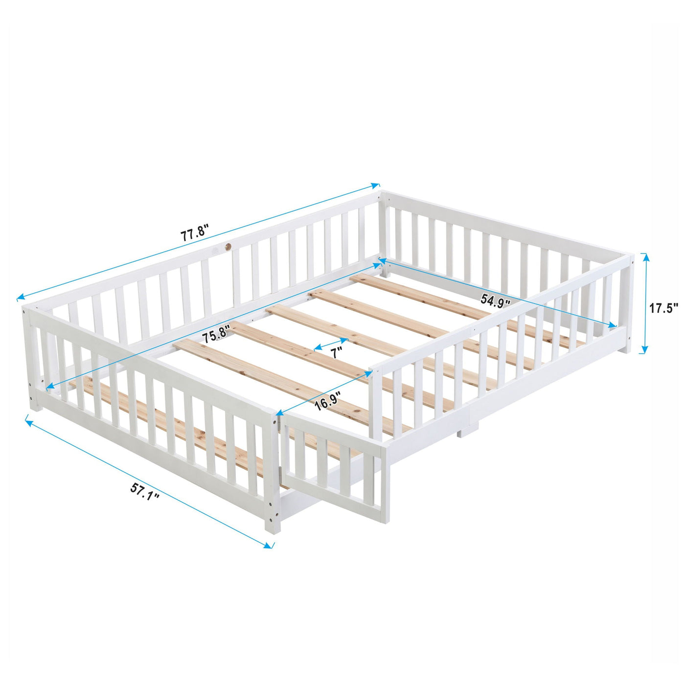 Solid Wood Floor Bed With Door And Fence For Children by Unique Piece Furniture