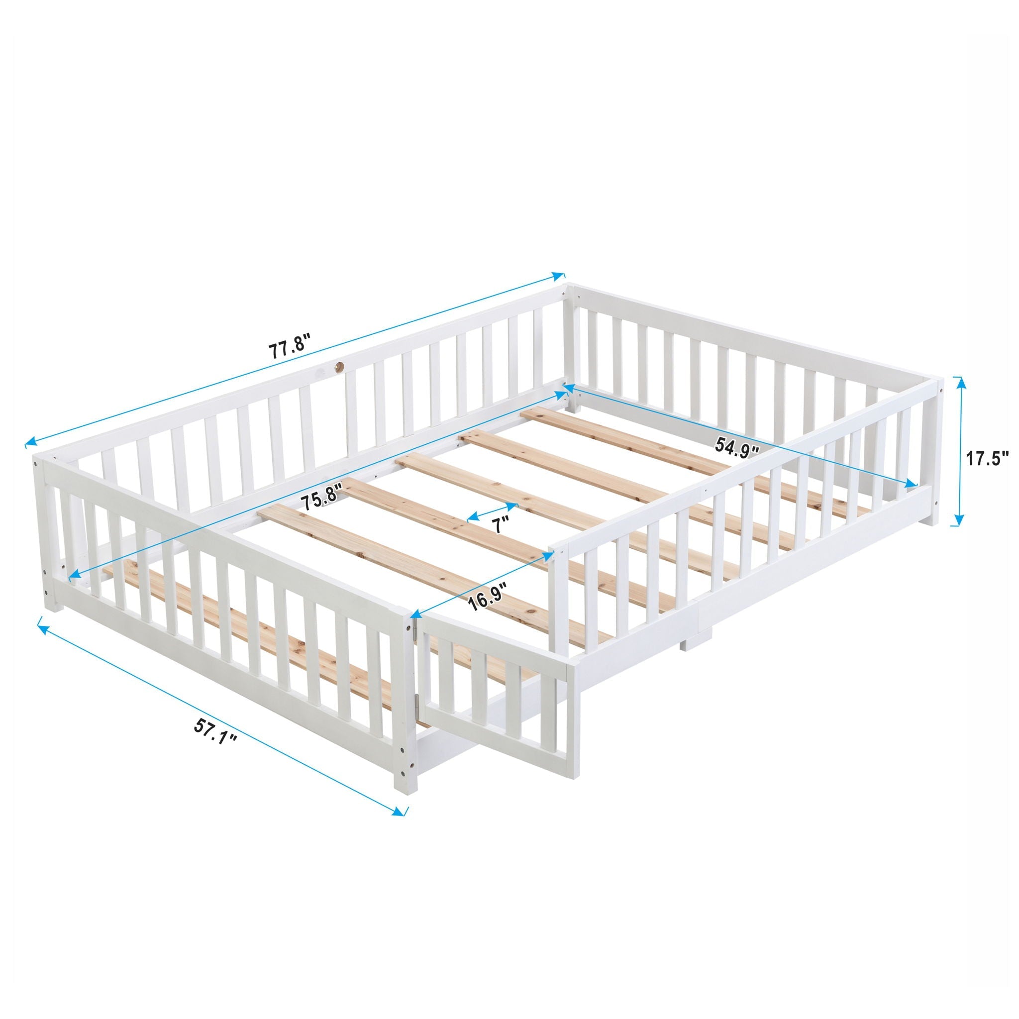 Solid Wood Floor Bed With Door And Fence For Children by Unique Piece Furniture