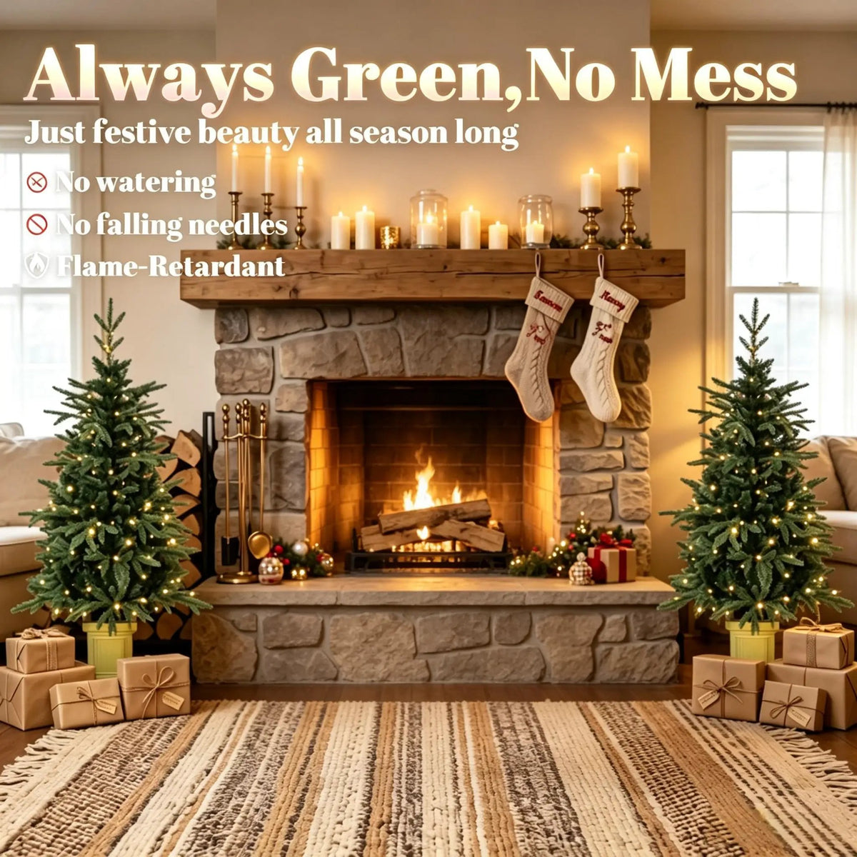 Set of 2, 4 ft Pre-Lit Aspen Fir Artificial Christmas Trees by HouseOfZazla
