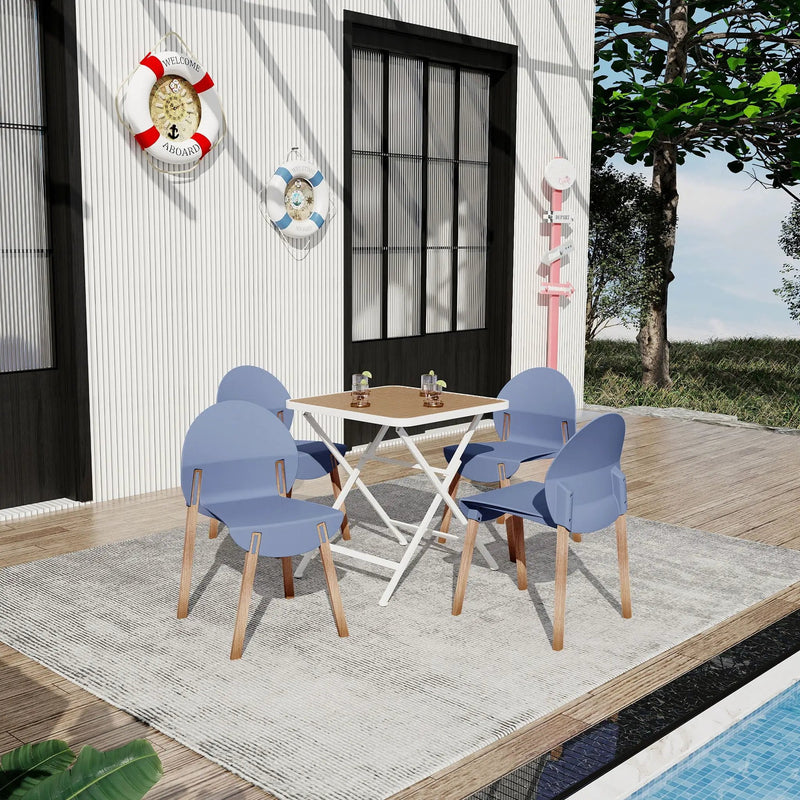 4 Piece Set Of Single Chairs With A Folding Square Table by Unique Piece Furniture