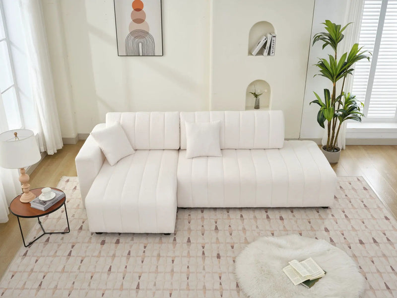 Jessica - Lamb Wool Sectional Sofa With Chaise, Versatile Configuration by HouseOfZazla