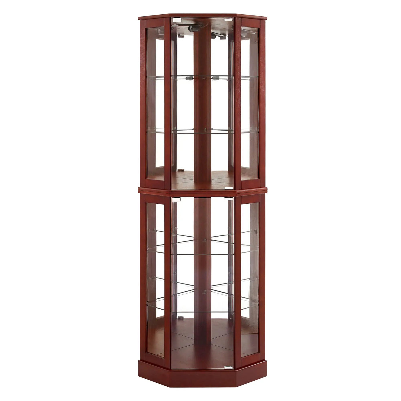 6 Shelf Corner Curio Display Cabinet With Lights, Mirrors And Adjustable Shelves (E26 Light Bulb Not Included) by Unique Piece Furniture