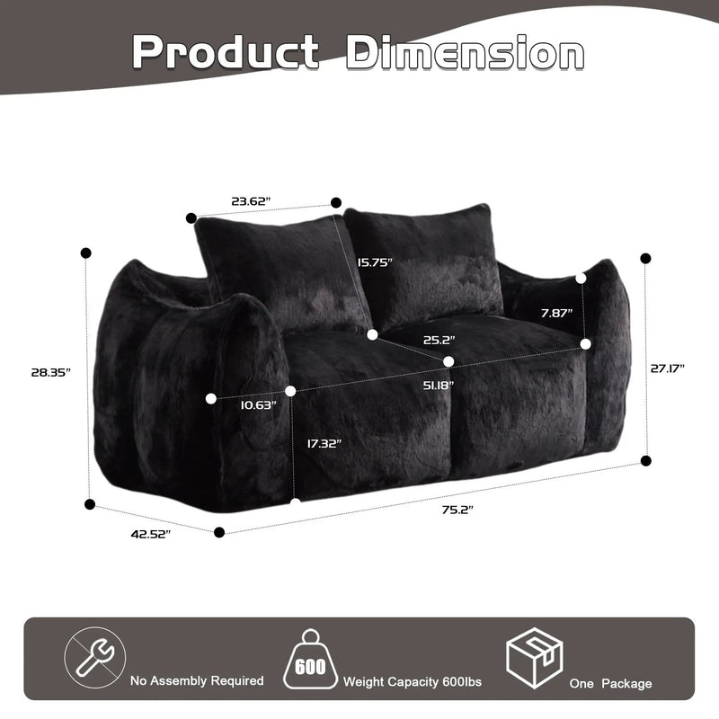 Giant Bean Bag Couch, Ultra Soft Fluffy Loveseat For Living Room by Unique Piece Furniture