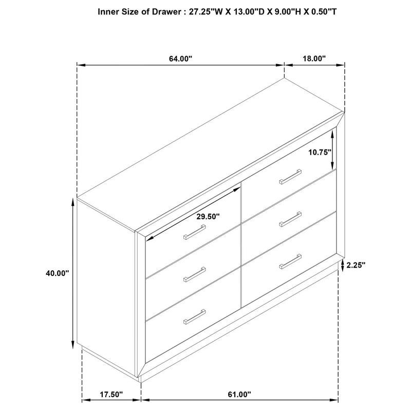 Gibbons - 6 Drawer Dresser With Ample Storage - Brown