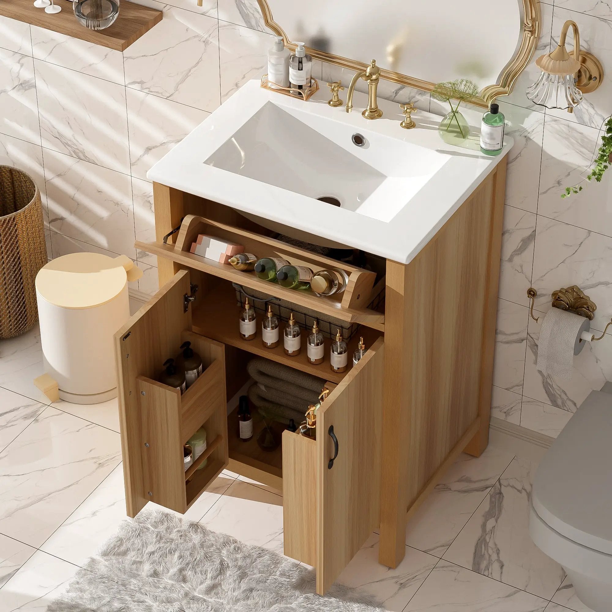 24" Bathroom Vanity with Solid Wood Frame by HouseOfZazla