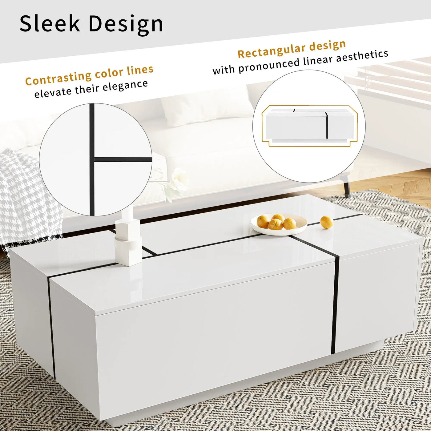 Extendable Coffee Table With 2 Hidden Storage Space And 2 Drawers For Living Room by HouseOfZazla
