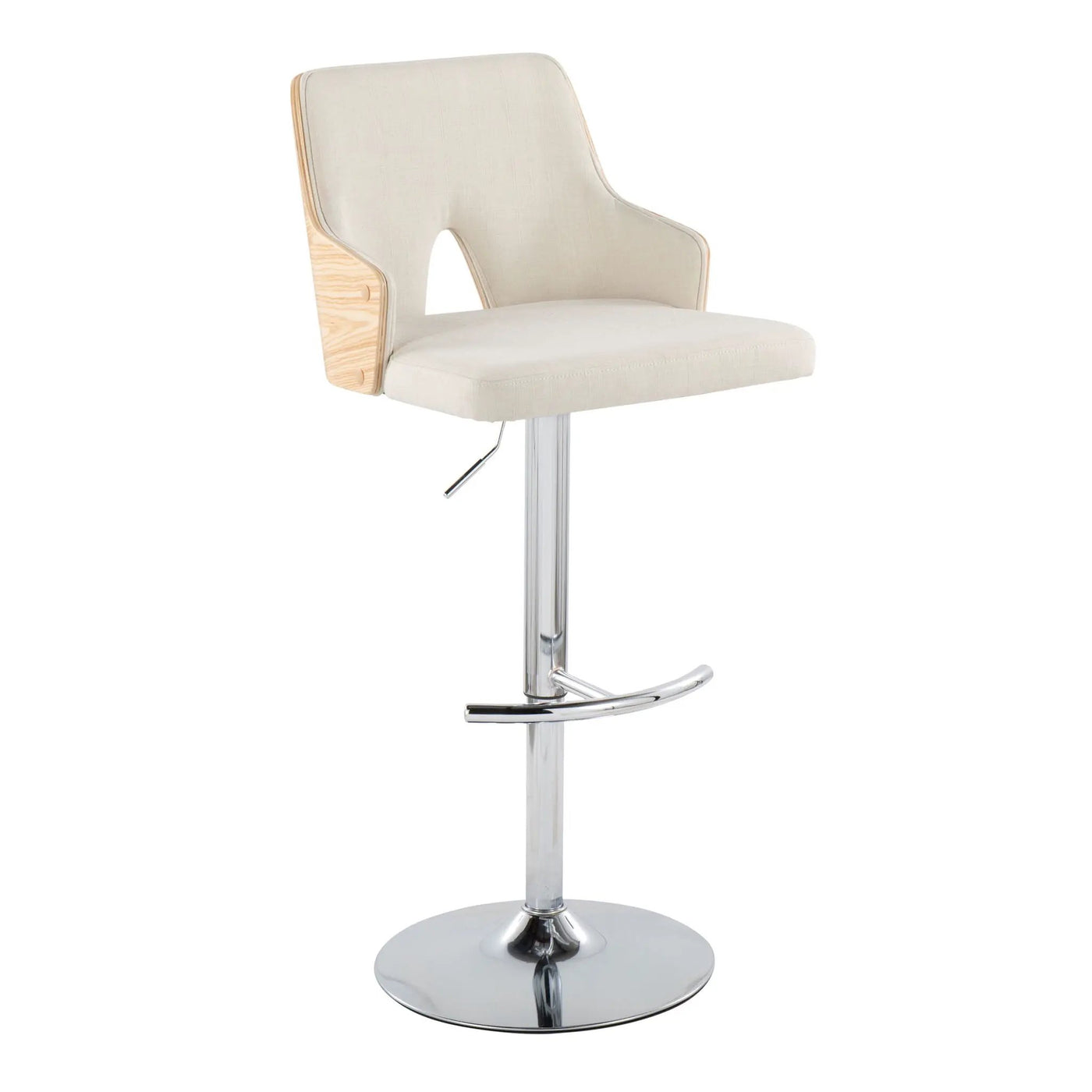 Stella - Contemporary Adjustable Barstool Stool With Swivel & Rounded T Footrest (Set of 2) by HouseOfZazla