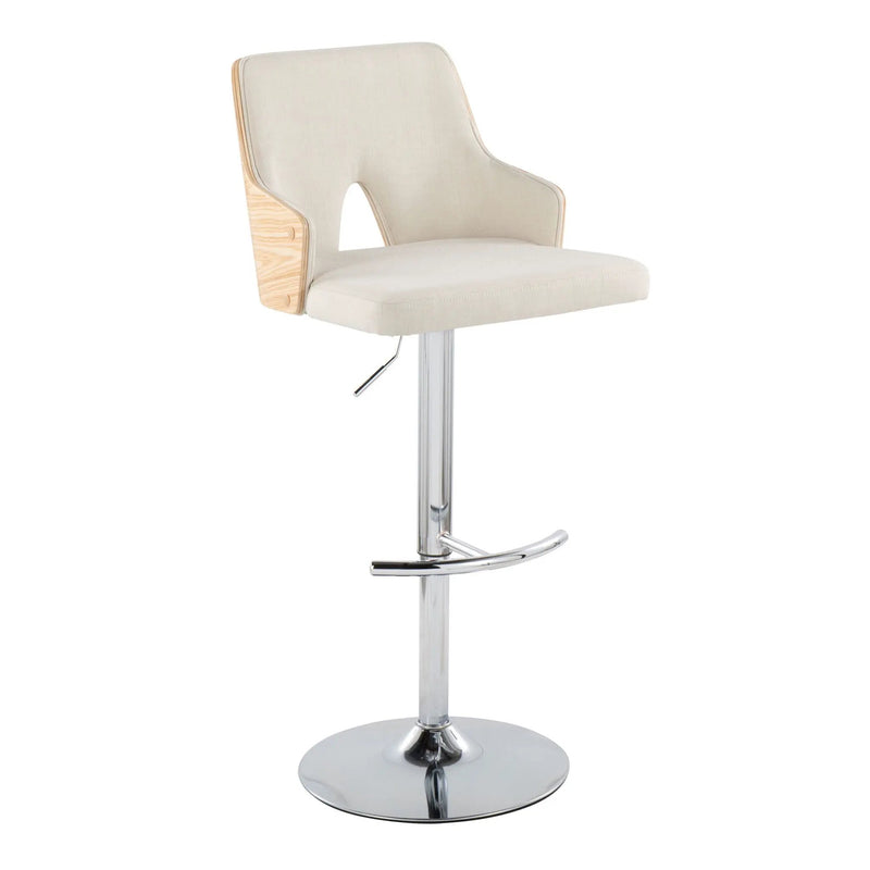 Stella - Contemporary Adjustable Barstool Stool With Swivel & Rounded T Footrest (Set of 2) by Unique Piece Furniture
