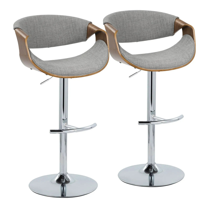 Curvo - Mid Century Modern Adjustable Barstool With Swivel With Rounded T Footrest (Set of 2) by Unique Piece Furniture