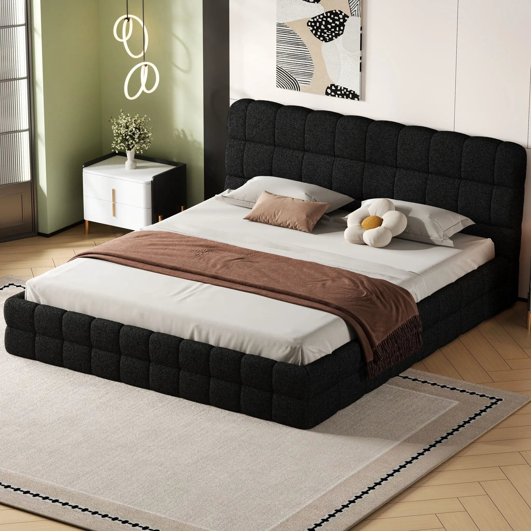 Upholstered Platform Bed With Headboard