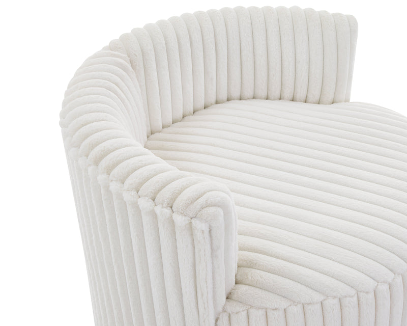 Malna Plush Wide Wale Corduroy Upholstered Barrel Accent Chair with Wheels by HouseOfZazla