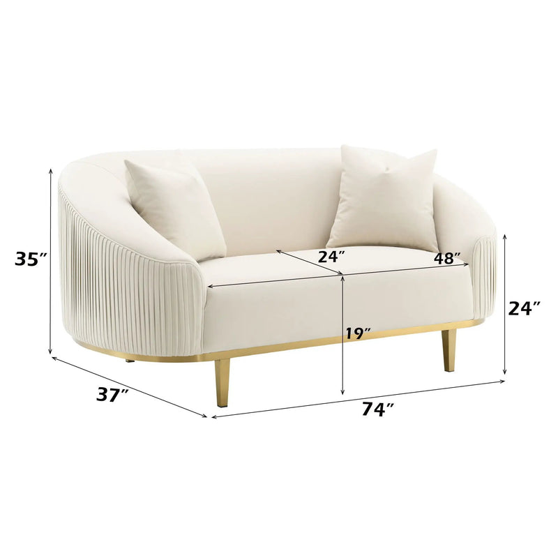 Martina - Loveseat With 2 Pillows - Ivory by HouseOfZazla