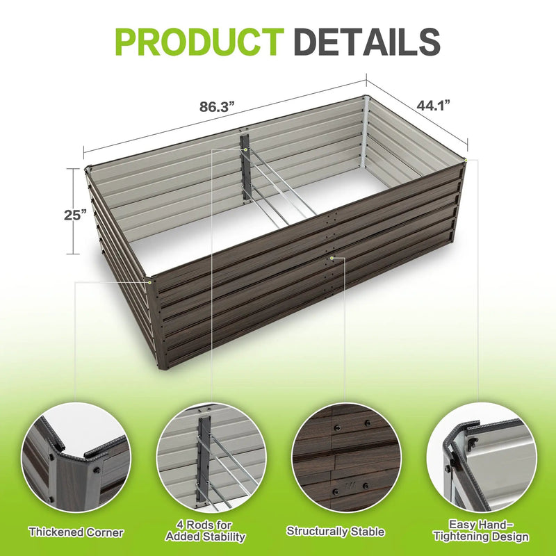 8x4x2 FT Woodgrain Galvanized Raised Garden Bed Set by HouseOfZazla