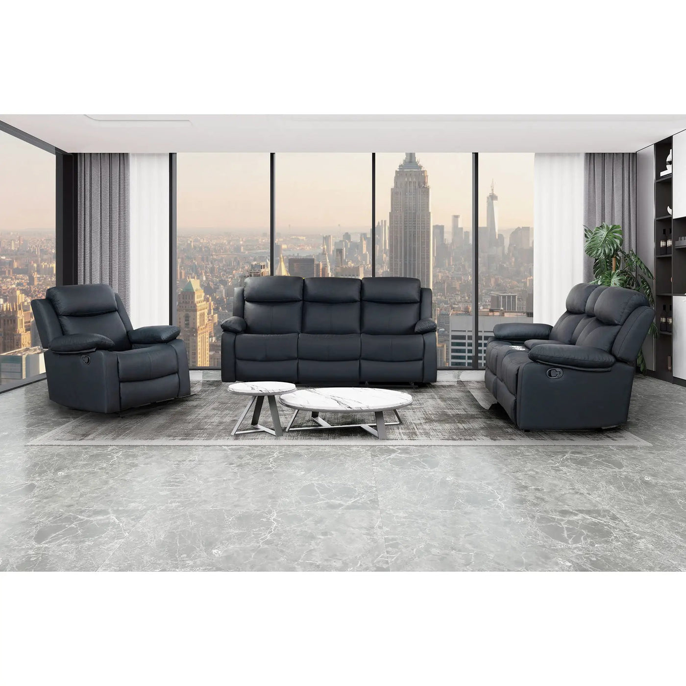 Blanche - Reclining Set With LED Lights, Speaker by Unique Piece Furniture