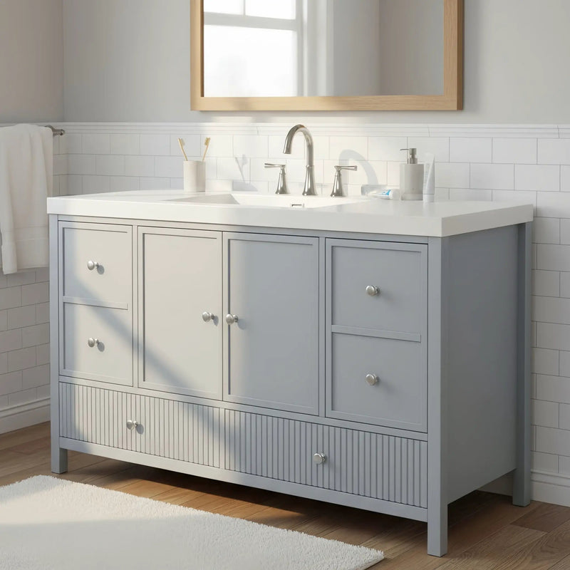Bathroom Vanity With Separate Sink, Soft Close Doors And 4 Drawers by HouseOfZazla