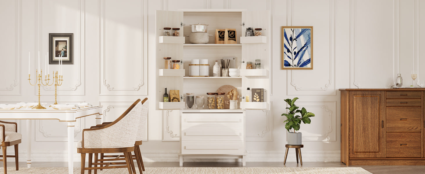 70" Kitchen Pantry Cabinet with Solid Wood Handles and Adjustable Storage by HouseOfZazla