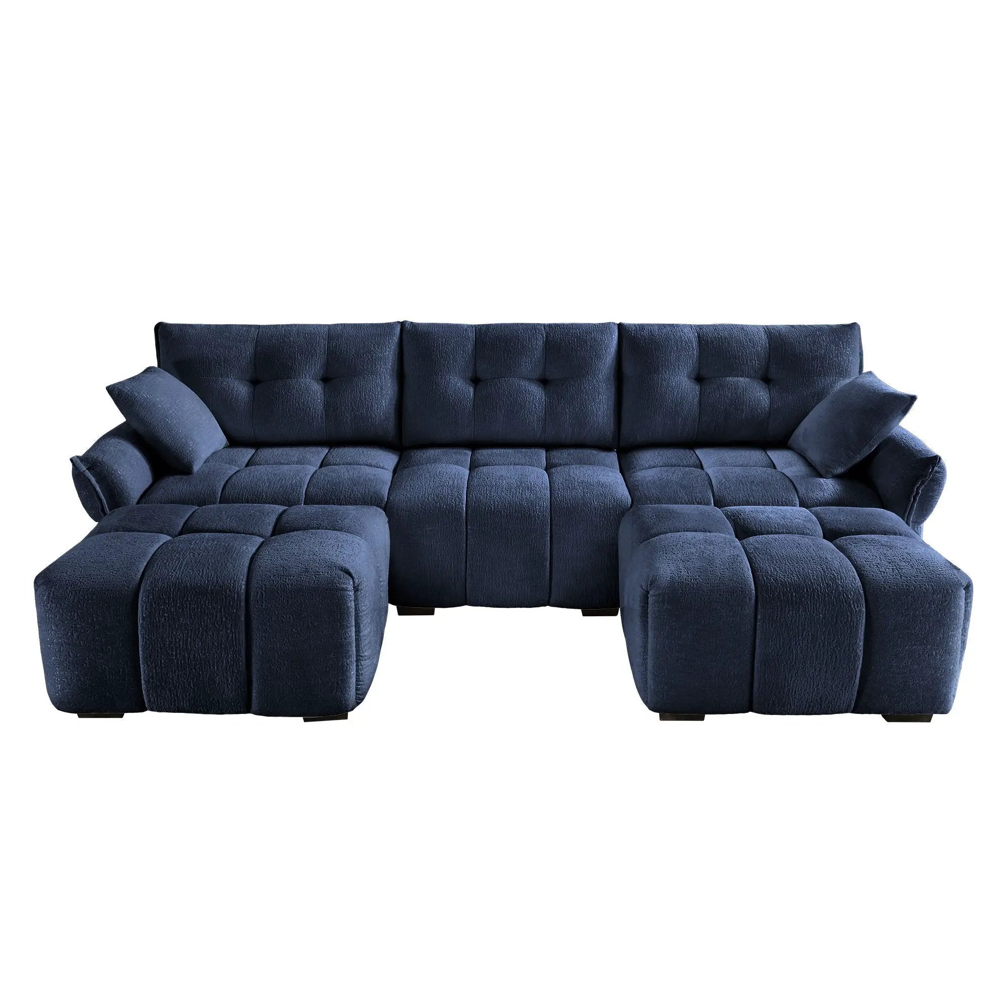 Sofa Set With Ottoman And Pillows, Textured, High Resilience Cushions by HouseOfZazla