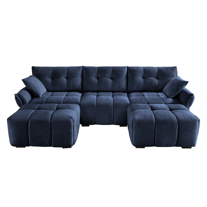 Sofa Set With Ottoman And Pillows, Textured, High Resilience Cushions by HouseOfZazla