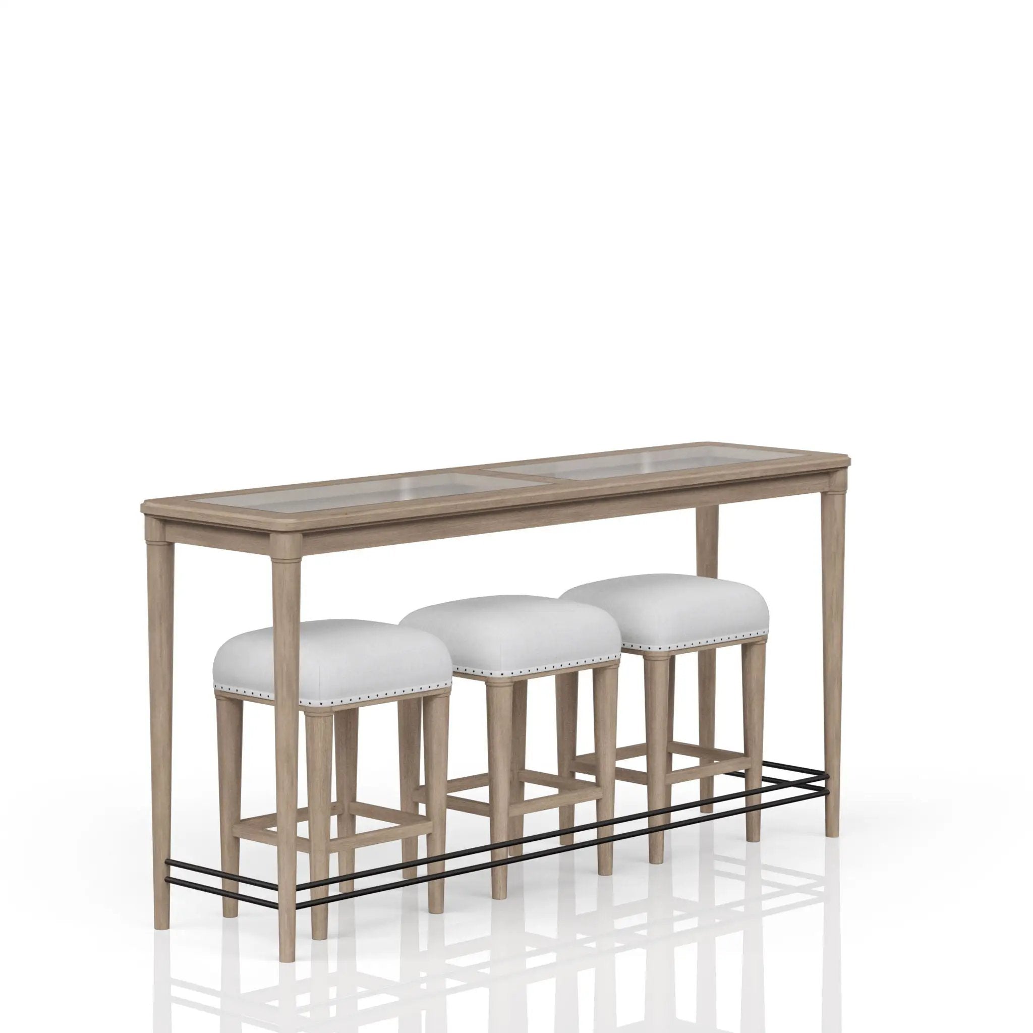 Glass Console Table With 3 Stools - Frosted by Unique Piece Furniture