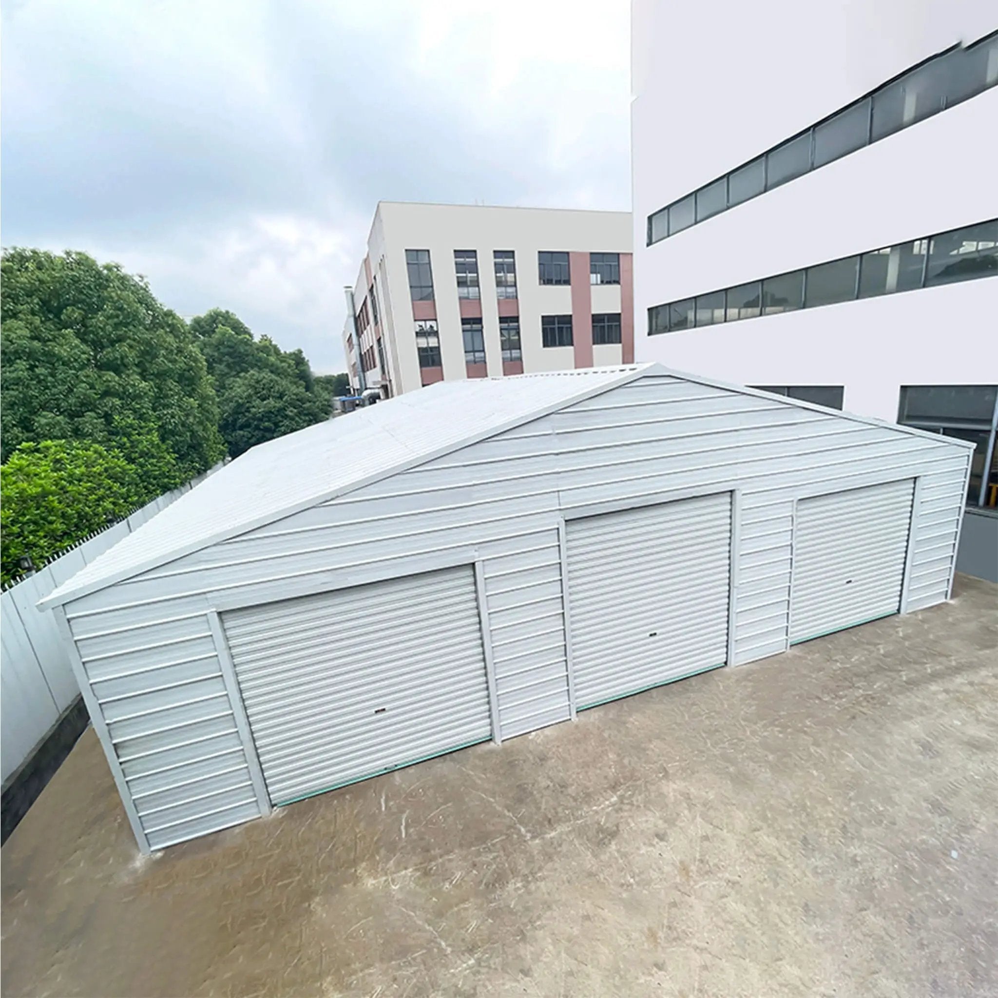 [39X39FT] Extra-Large Heavy-Duty Galvanized Steel Barn Building Shed With 3 Rolling Door Garages (SAK10234) by SAKSBY WHOLESALE