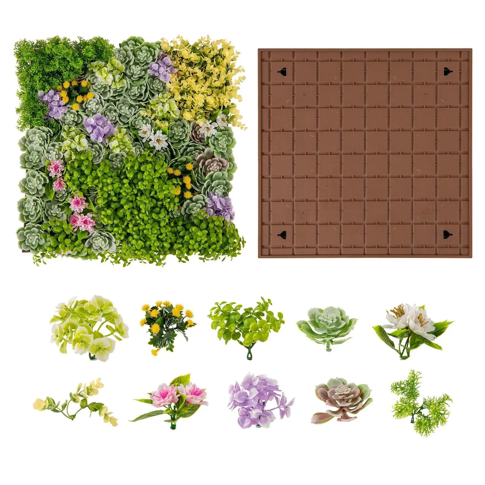 20" x 20" 3D Hanging Succulents with 10 Types of Mixed Faux Plants for Balcony Home by DirectDeals