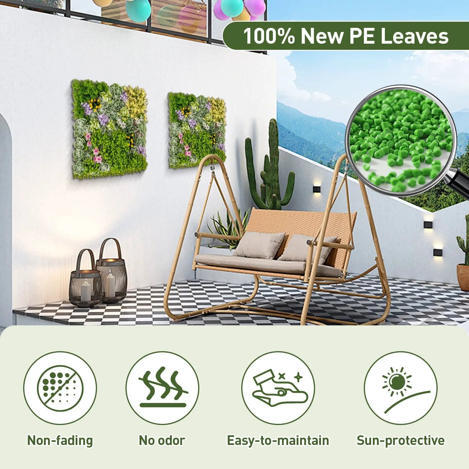20" x 20" 3D Hanging Succulents with 10 Types of Mixed Faux Plants for Balcony Home by DirectDeals
