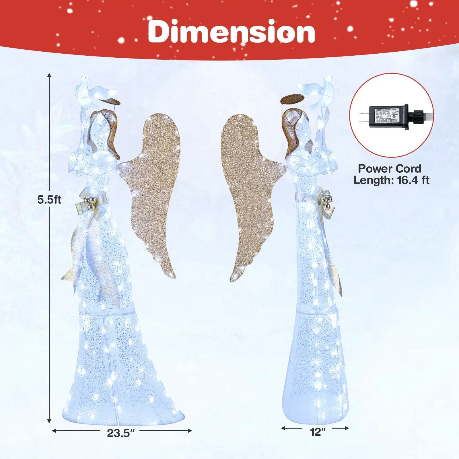 3D Lighted Angel Christmas Decoration 5.5 FT Halo Angel by DirectDeals