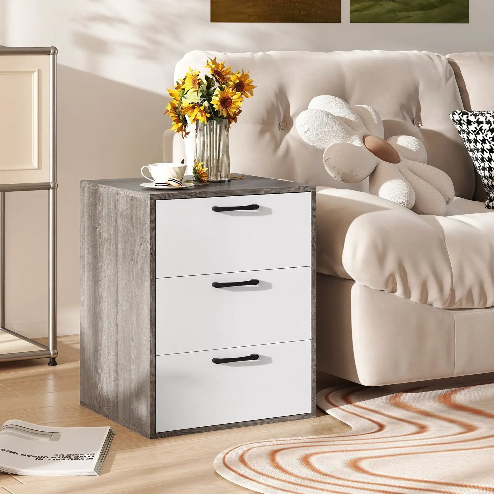 Modern Dresser Nightstand with 3 Slide-Out Drawers by DirectDeals