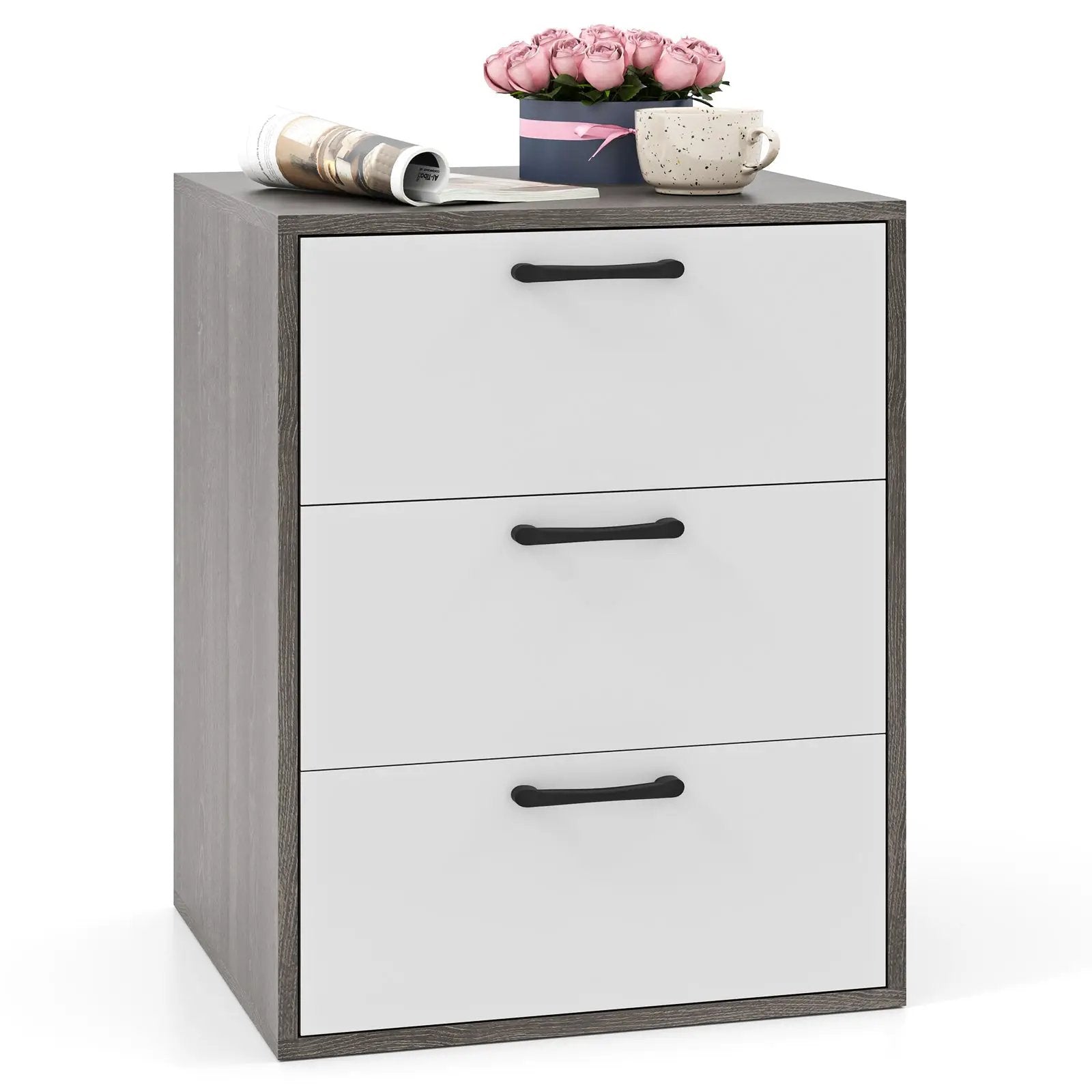 Modern Dresser Nightstand with 3 Slide-Out Drawers by DirectDeals