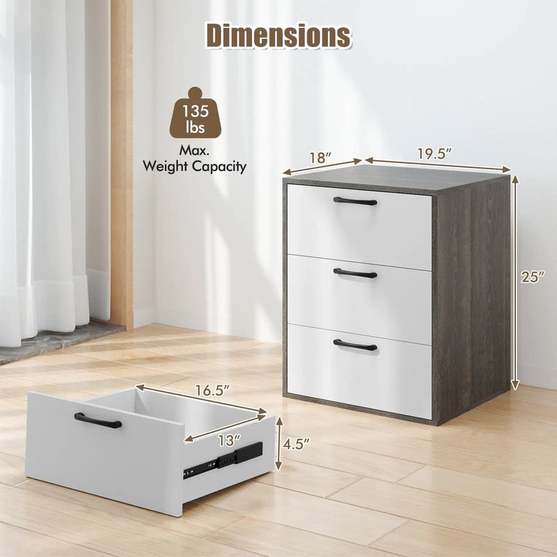 Modern Dresser Nightstand with 3 Slide-Out Drawers by DirectDeals