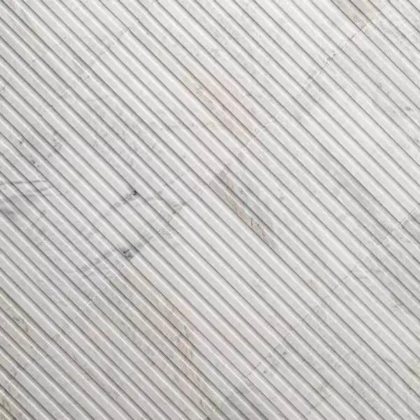 Open Box MSI Arabescato Venato White 4 in. x 12 in. Fluted Honed Marble Mosaic Wall Tile (4.95 sq. ft./Case) by Selzalot