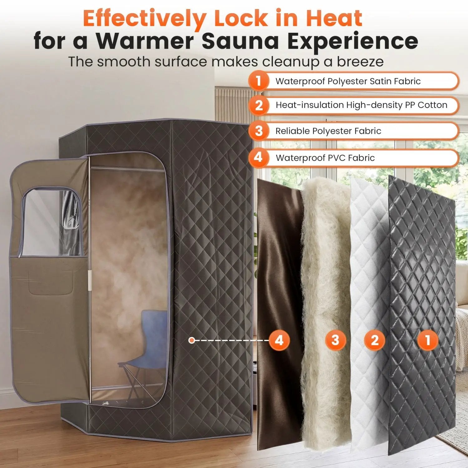3L Portable Steam Sauna for Home Fast-Heat with 9-Level Remote Control and Folding Chair by DirectDeals