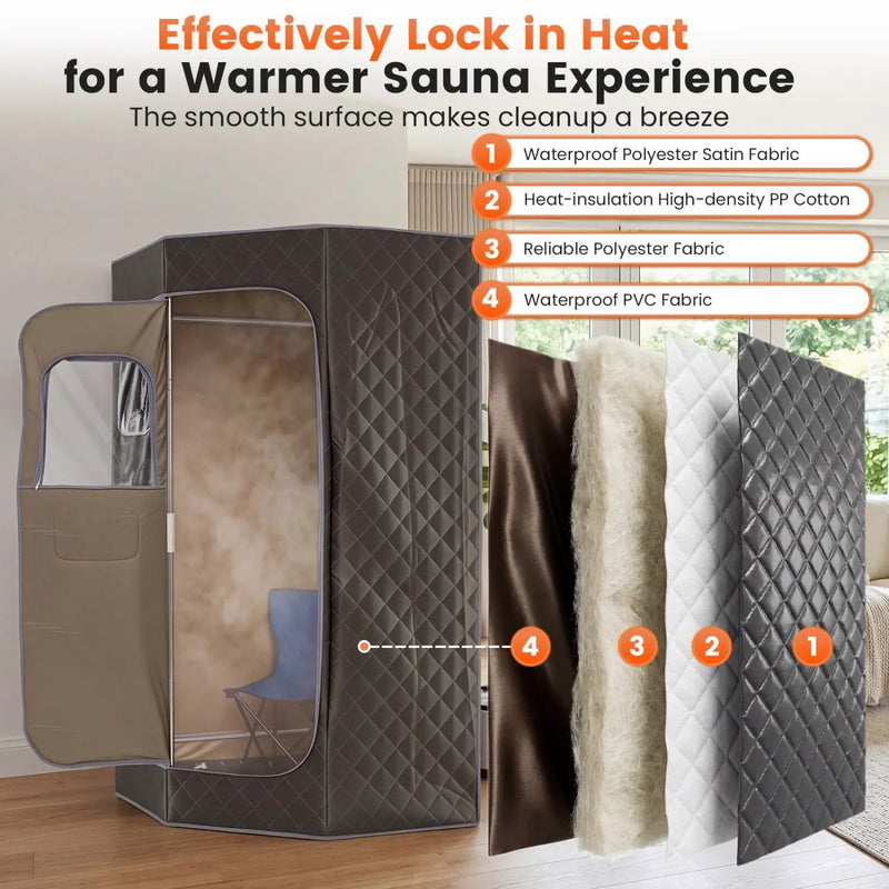3L Portable Steam Sauna for Home Fast-Heat with 9-Level Remote Control and Folding Chair by DirectDeals