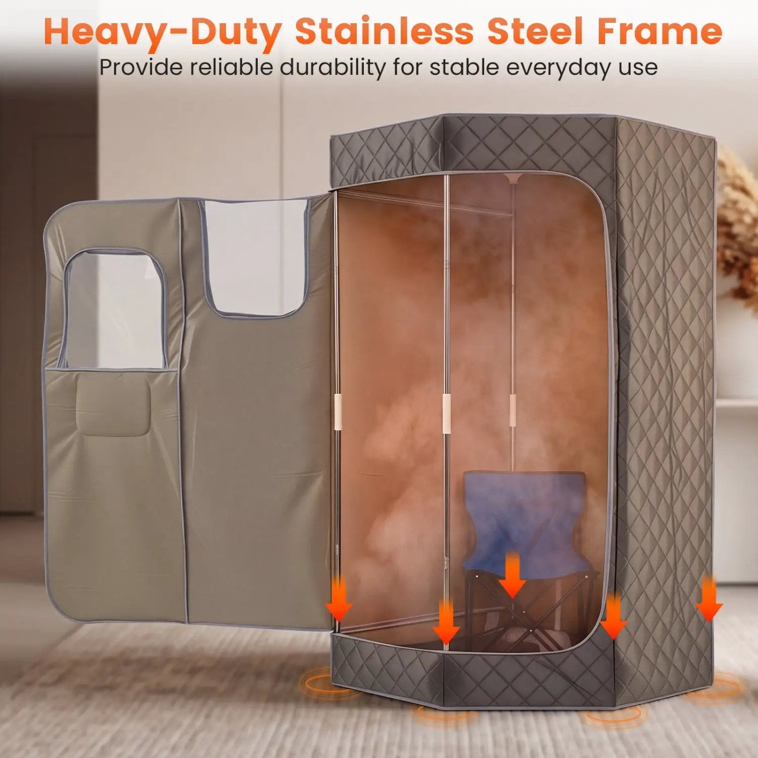 3L Portable Steam Sauna for Home Fast-Heat with 9-Level Remote Control and Folding Chair by DirectDeals
