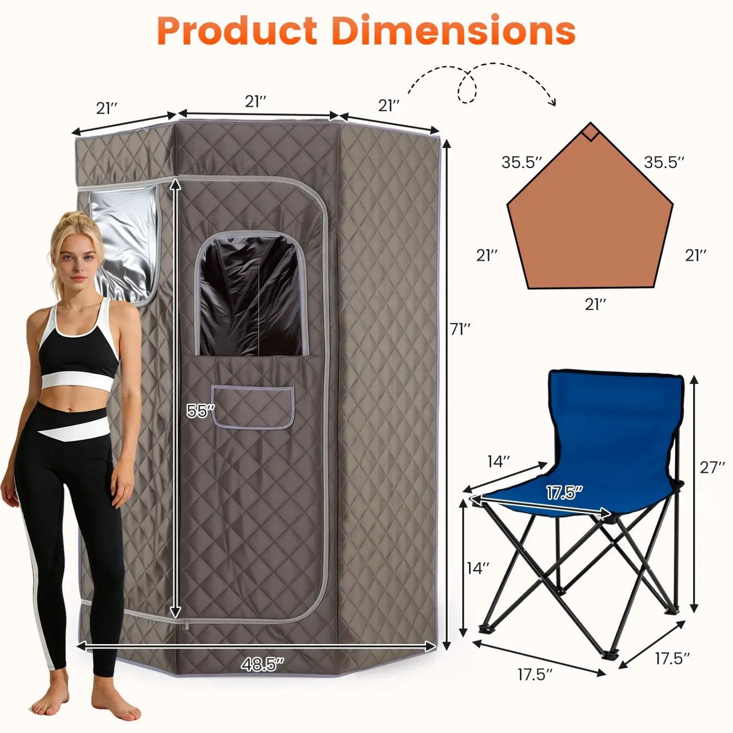 3L Portable Steam Sauna for Home Fast-Heat with 9-Level Remote Control and Folding Chair by DirectDeals