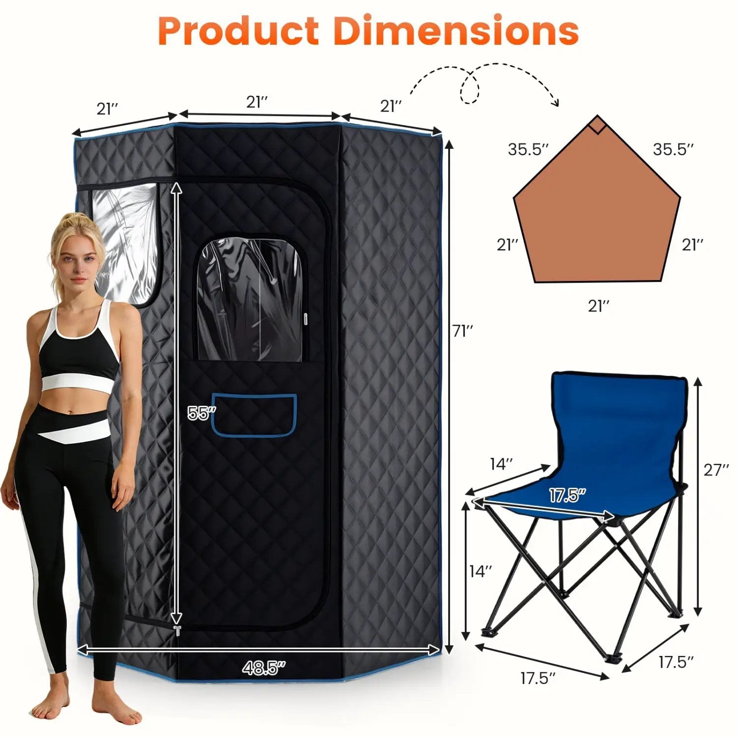 3L Portable Steam Sauna for Home Fast-Heat with 9-Level Remote Control and Folding Chair by DirectDeals
