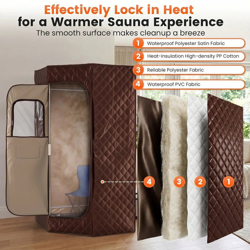 3L Portable Steam Sauna for Home Fast-Heat with 9-Level Remote Control and Folding Chair by DirectDeals