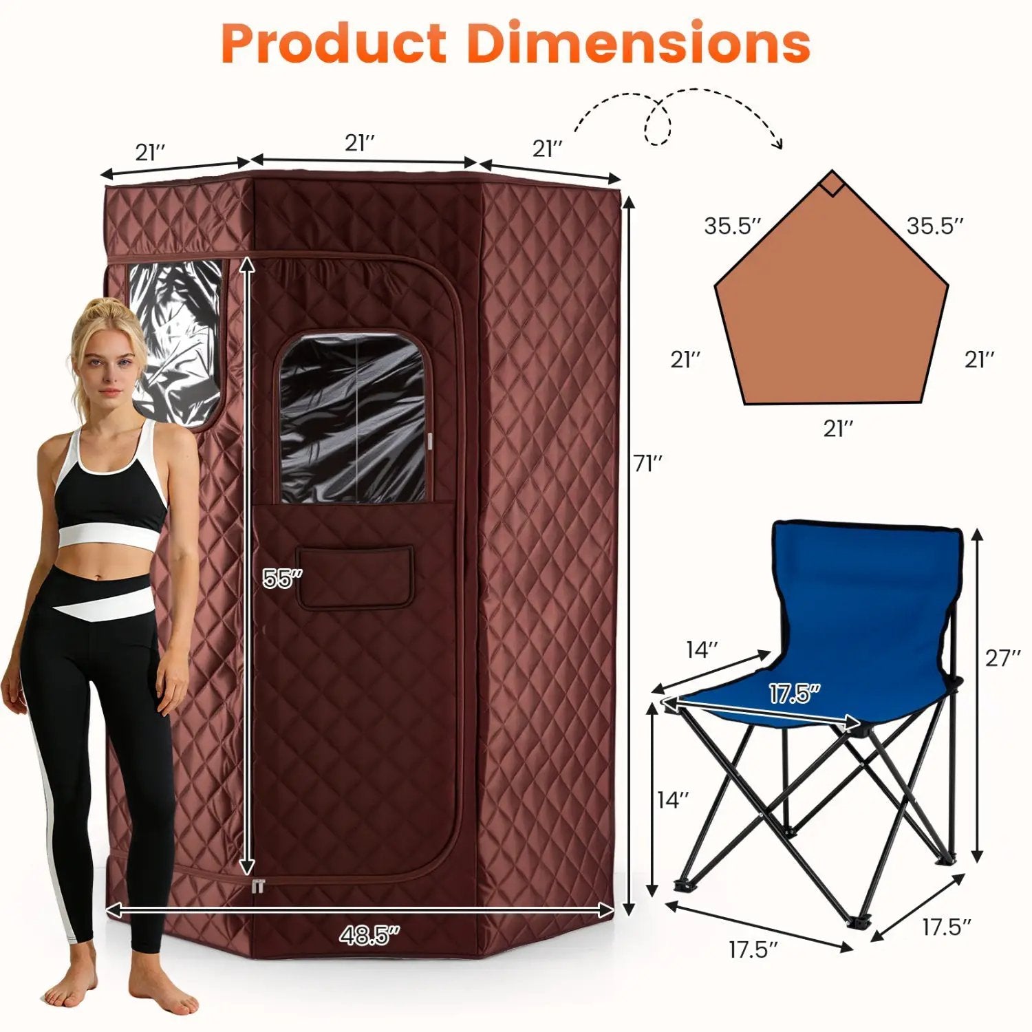3L Portable Steam Sauna for Home Fast-Heat with 9-Level Remote Control and Folding Chair by DirectDeals