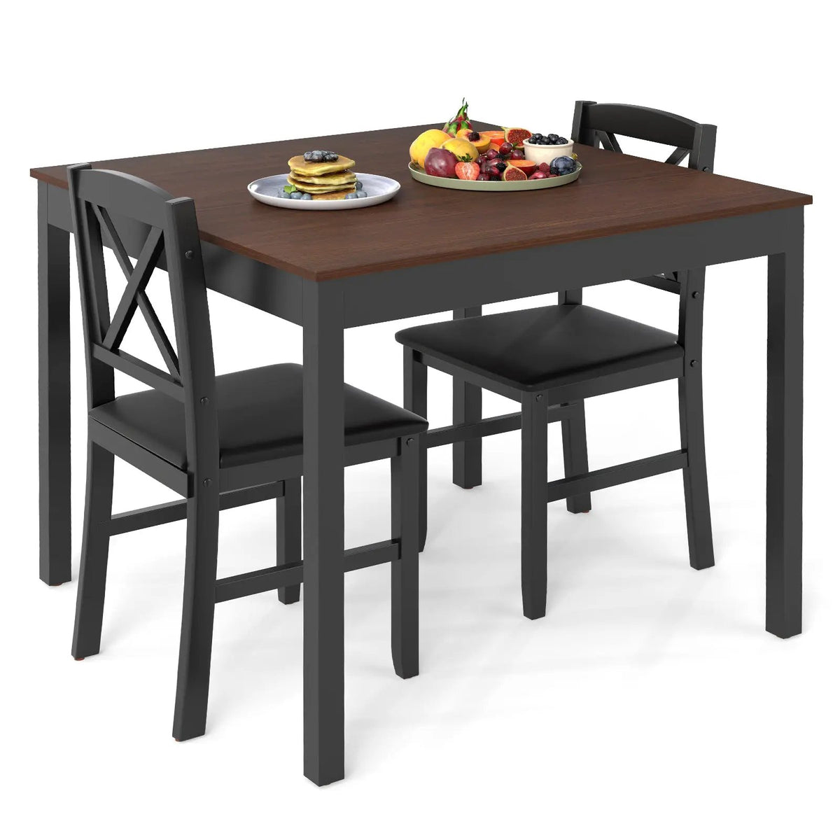 3-Piece Dining Table Set Wooden Square Kitchen Table for 2 People by DirectDeals