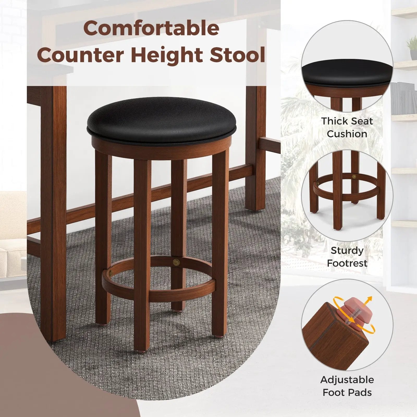 3-Piece Home Bar Set with 2 Upholstered Bar Stools Outlets and USB Ports by DirectDeals