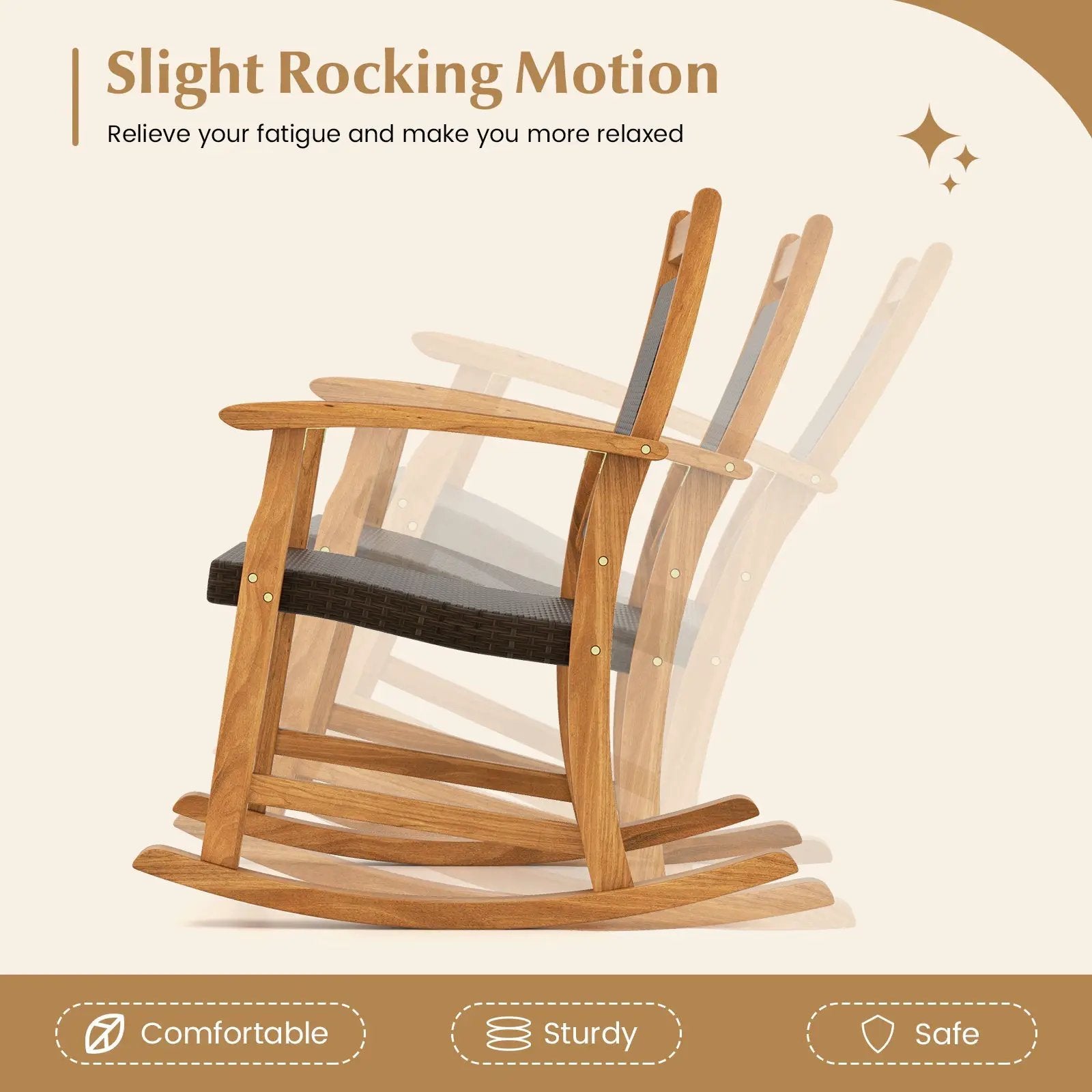 3 Pieces Acacia Wood Patio Rocking Chair Set with Side Table by DirectDeals