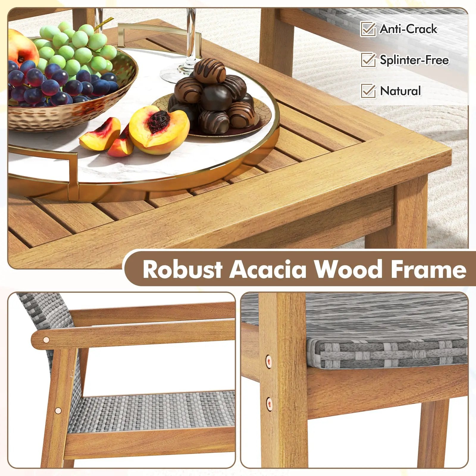 3 Pieces Patio Furniture Set with Chair by DirectDeals