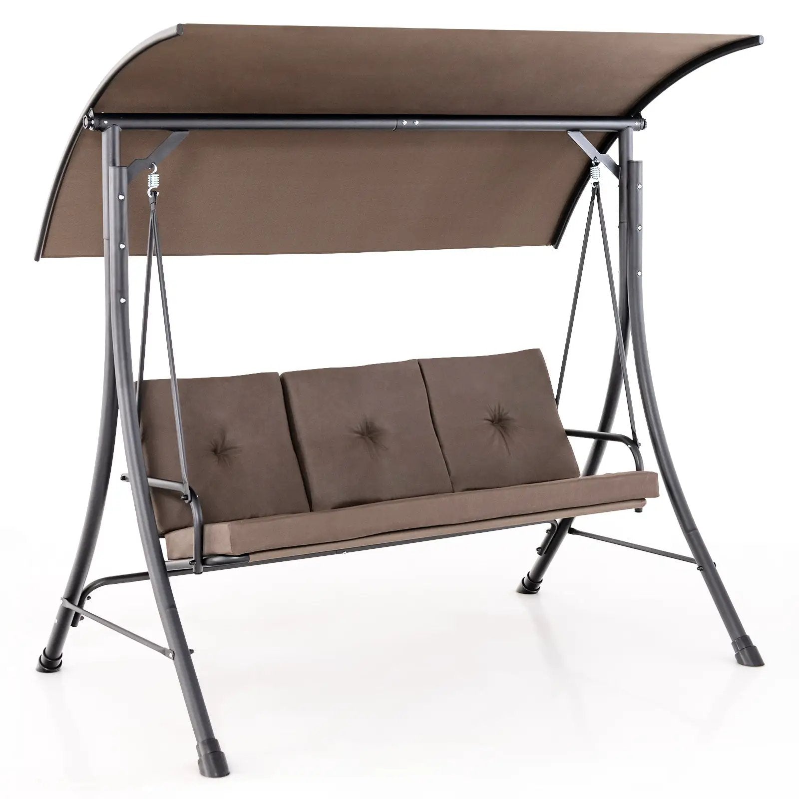 3-Seat Outdoor Porch Swing with Adjustable Canopy and Padded Cushions by DirectDeals