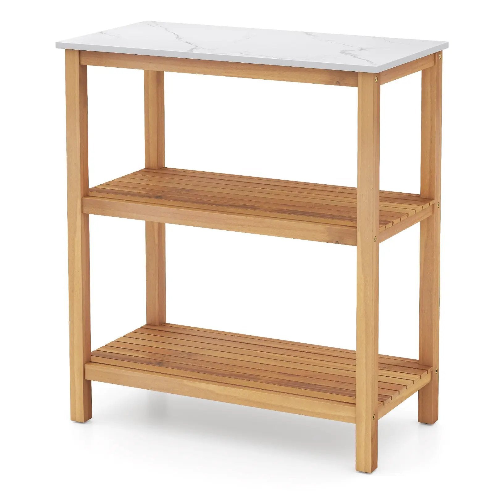 3-Tier Garden Potting Bench Table with Marble-Like Countertop by DirectDeals