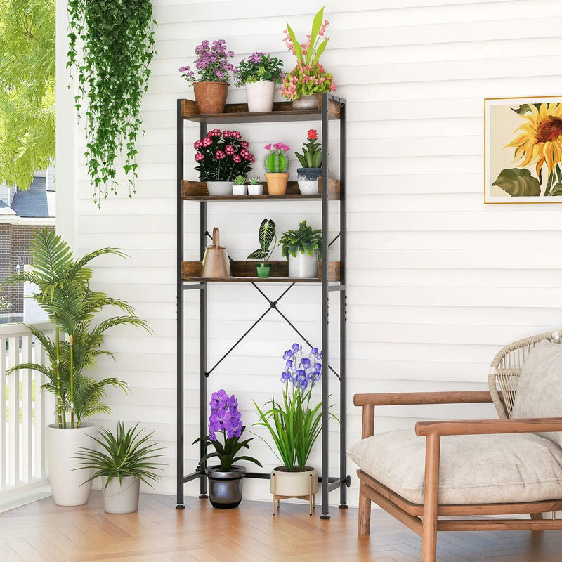 Over The Toilet Storage Rack with Hooks and Adjustable Bottom Bar by DirectDeals
