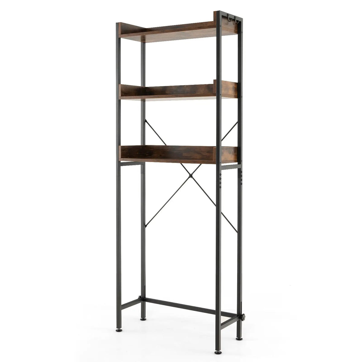 Over The Toilet Storage Rack with Hooks and Adjustable Bottom Bar by DirectDeals