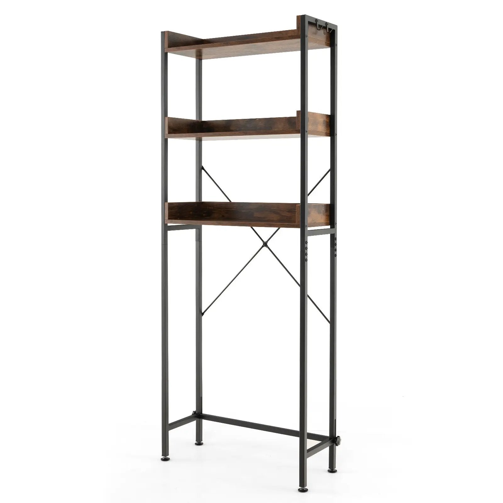 Over The Toilet Storage Rack with Hooks and Adjustable Bottom Bar by DirectDeals